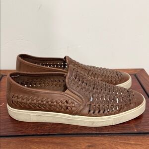 Men's Frye Gabe Brown Woven Leather Slip-On Loafers Sneakers